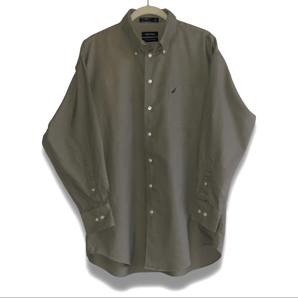 Men’s, Shirts, Nautica, Size 17 Neck, Olive Green